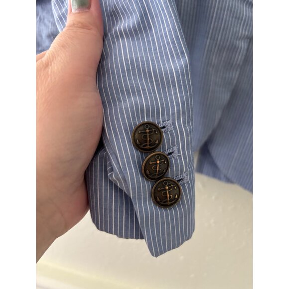 J. Crew Schoolboy Blazer Blue White Striped Cotton Two Button Slim Fit Work - Picture 5 of 13